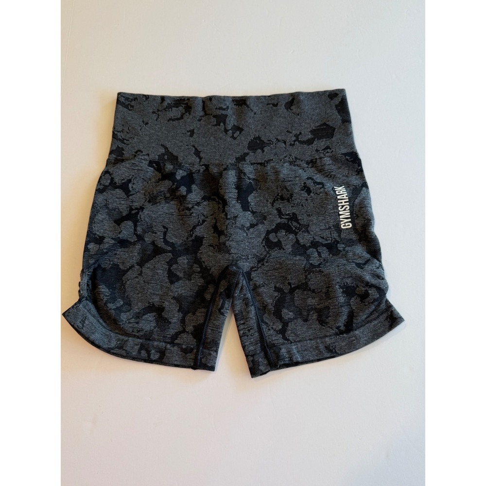 Gymshark Adapt Camo Seamless Shorts Grey Black High Waisted Athletic XS